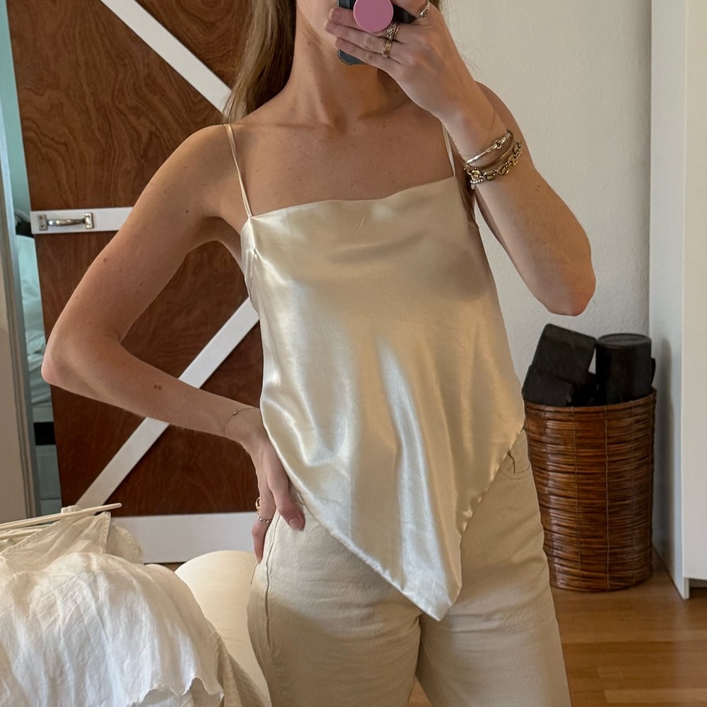 Tie back satin tank